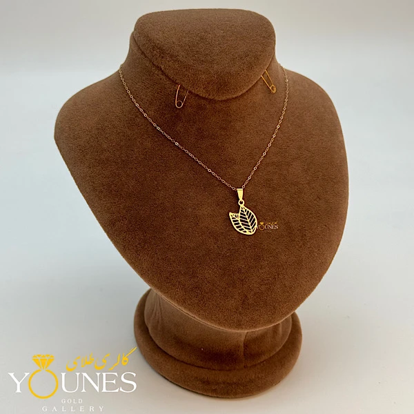 آویز دو برگ مینیمال طلا لیزری